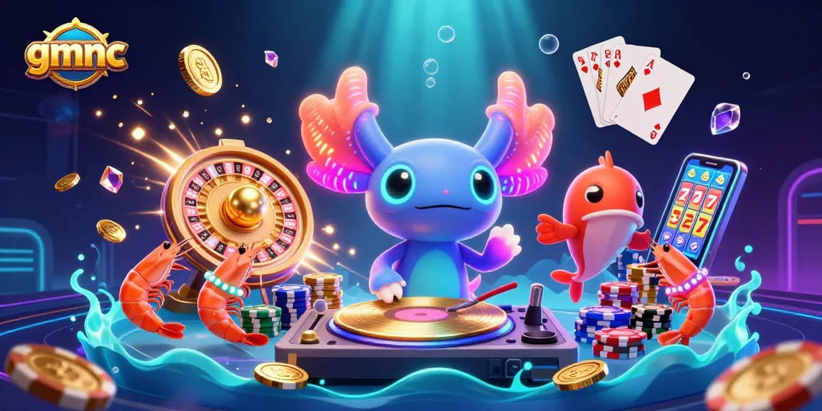 Experience the excitement at gmnc with vibrant underwater casino characters engaging in a thrilling DJ battle.