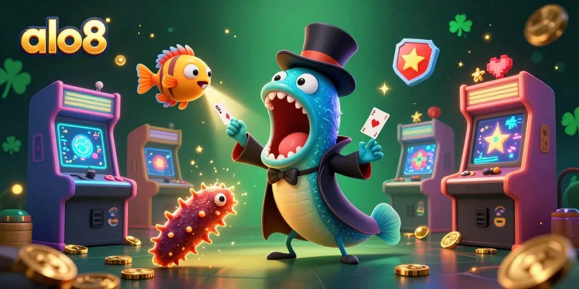 Experience thrilling gaming with alo8 as a magical deep-sea eel captivates in a vibrant casino scene.