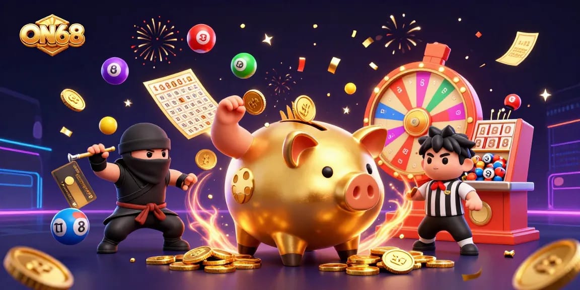 Engage in thrilling betting experiences at ON68 with a dynamic casino scene highlighted by vibrant gaming elements.