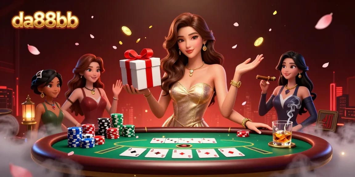 Join the festive da88bb casino celebration with golden coins and exciting poker elements.