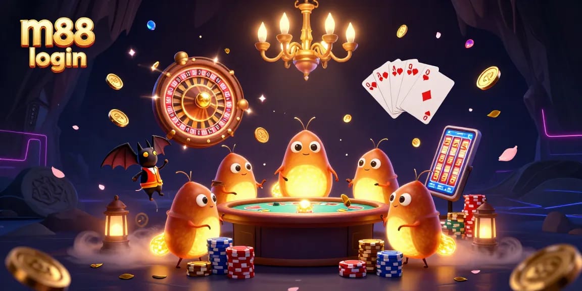Bet on a rich gaming experience at m88 login with dazzling glowworms lighting up the casino scene.