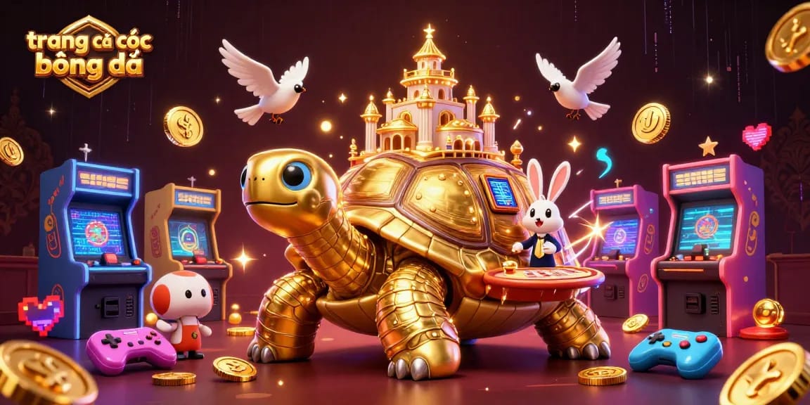 Engage with trang cá cược bóng đá featuring a golden tortoise casino scene with vibrant gaming elements.