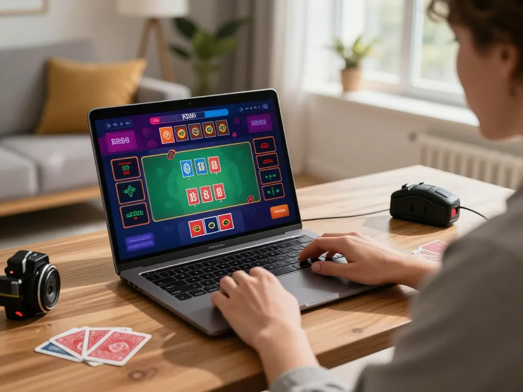 Engage users at RR88 while enjoying a lively live dealer game on a laptop.