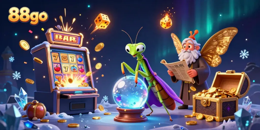 Spin to win with 88go's vibrant slot graphics showing fortune teller and casino excitement.
